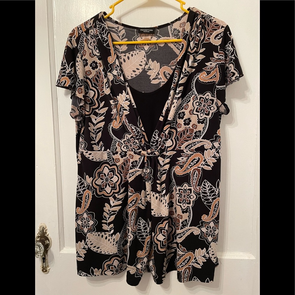 Women’s 1X Plus Brown Black Tunic